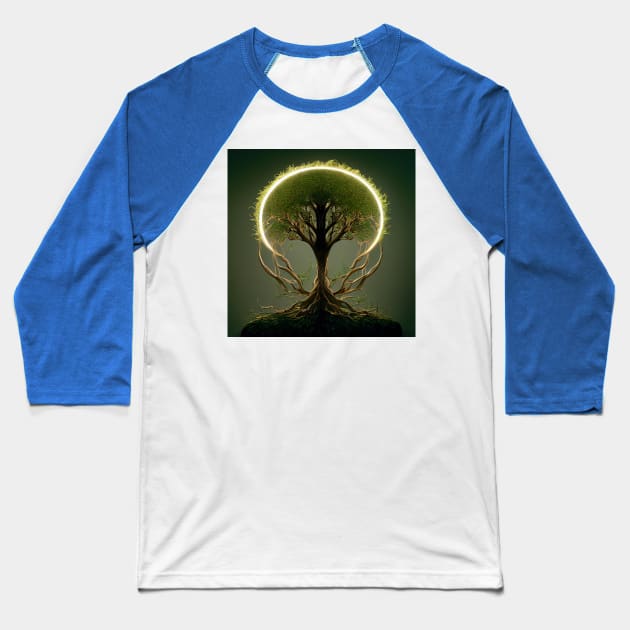 Yggdrasil World Tree of Life Baseball T-Shirt by Grassroots Green